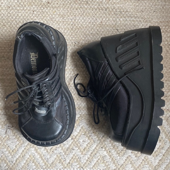 Demonia Shoes - Demonia Black Platform Sneakers